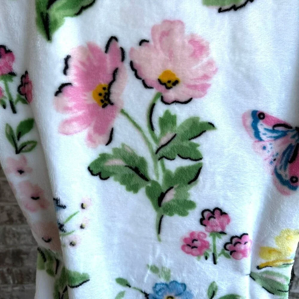 Studio Curate Plush Throw Butterflies Flowers 50 x 70 inch Floral Blanket NWT